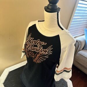 Harley-Davidson Black and White Women's Top